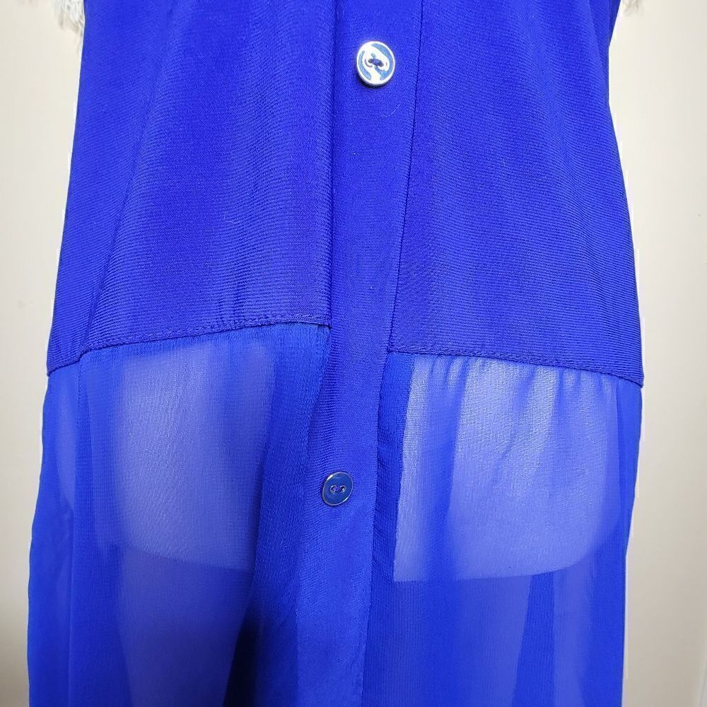 Adele & May Sheer Sleeveless Button Front Tunic Blue Size Small - Picture 5 of 10